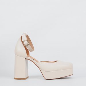 Zapato Tacón Plataforma Mustang 7252798 Beige