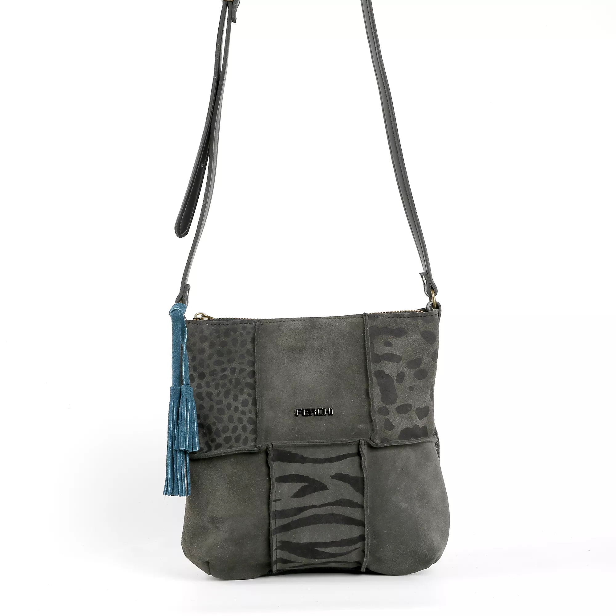 Bolso FERCHI 43412 Gris Piel Leopardo
