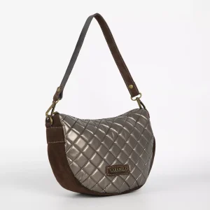 Bolso Caramelo 50759 Raso Nacar Rombos Bronce