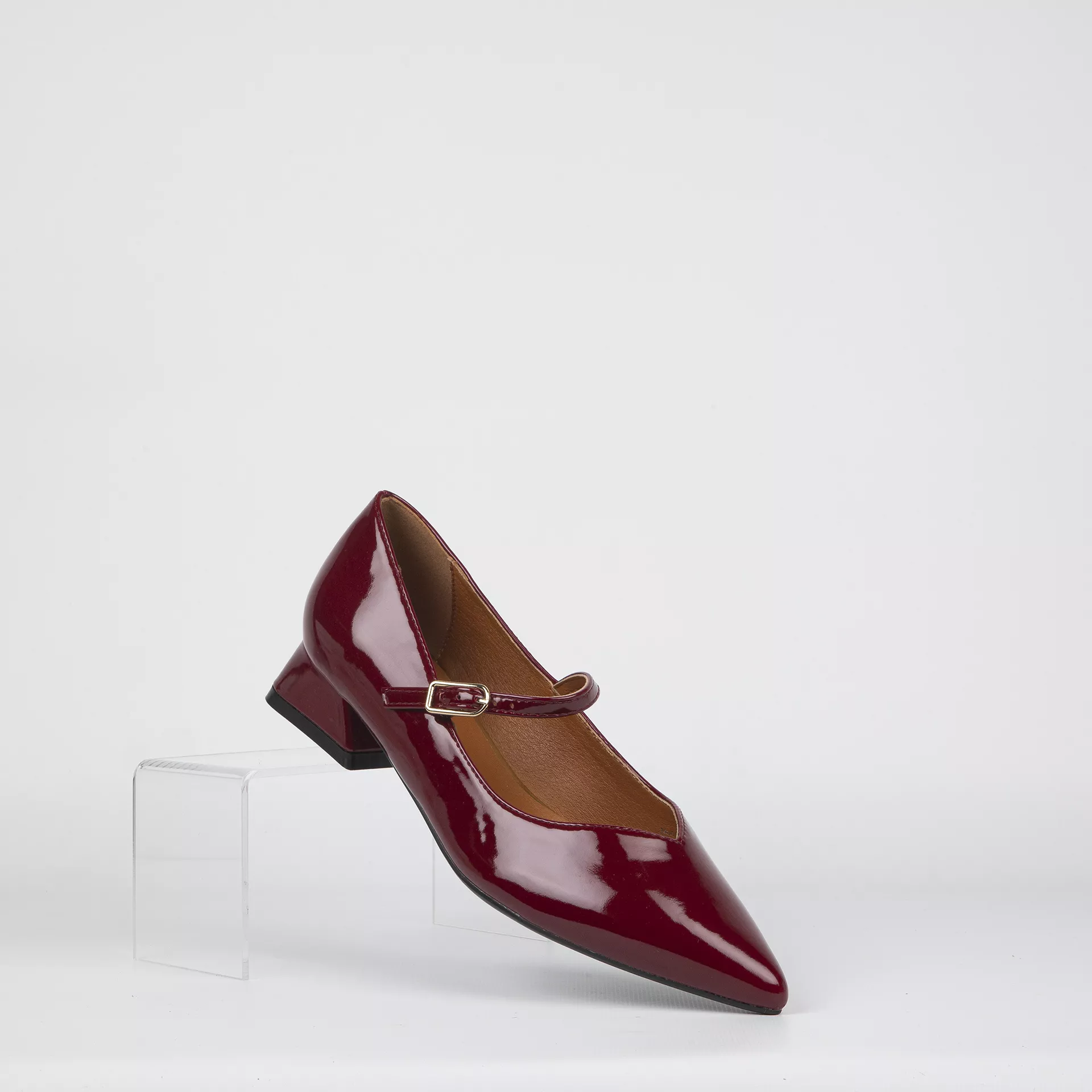 Zapato Tacón Bajo Gioseppo WISHAW Charol Granate - Imagen 2