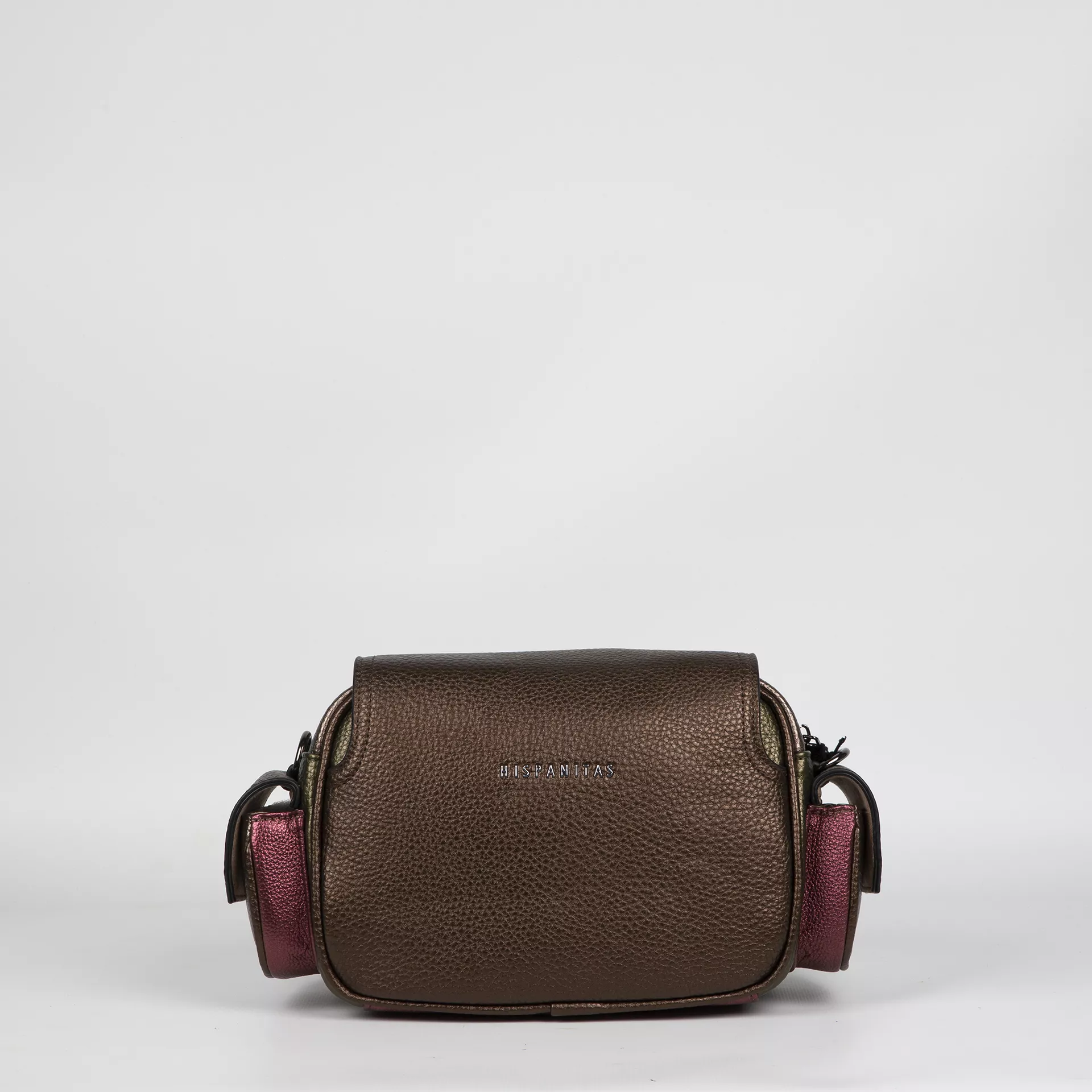 Bolso Hispanitas Bronce Burdeos Hebillas